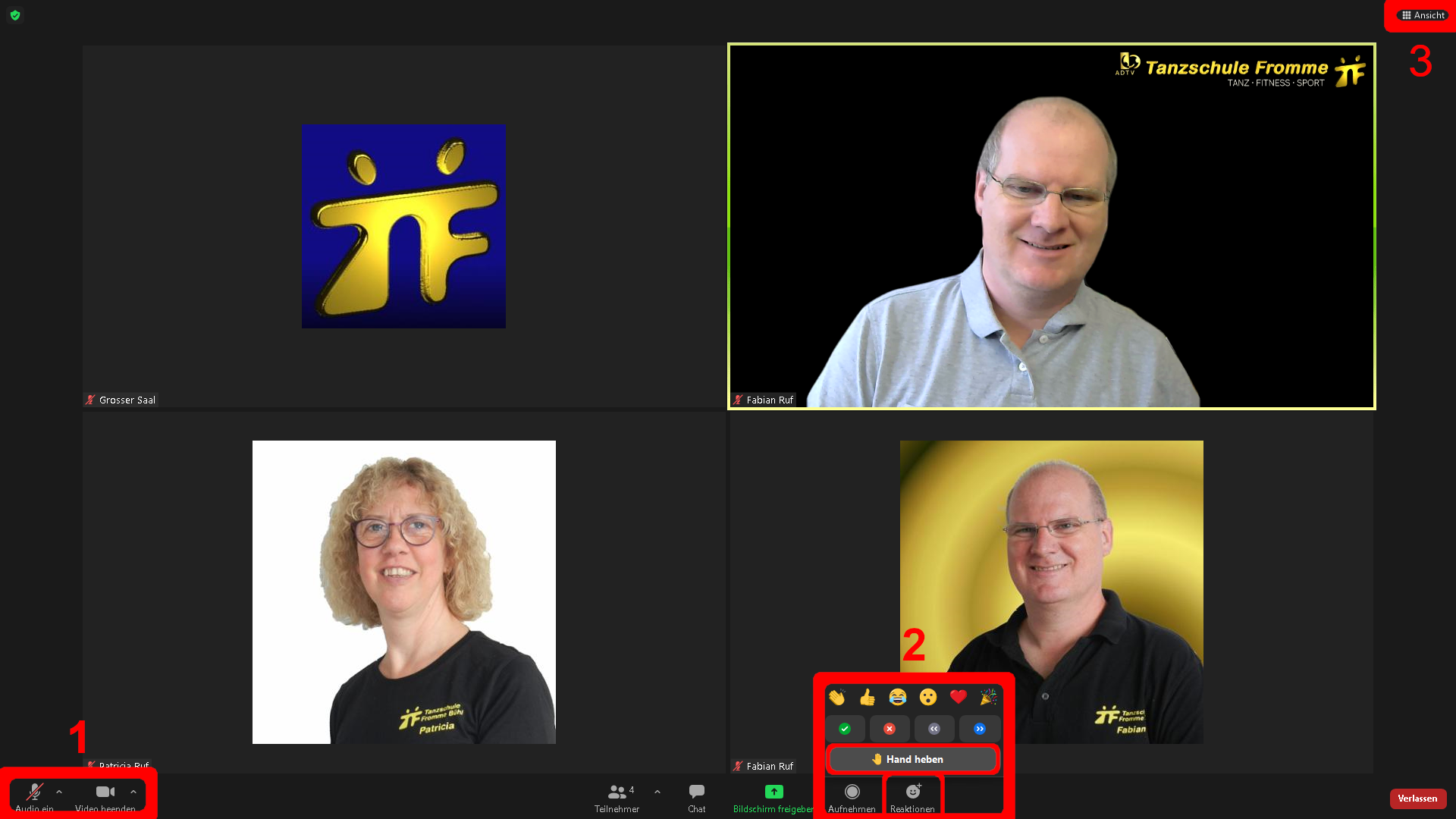Screenshot eines Zoom-Meetings am PC